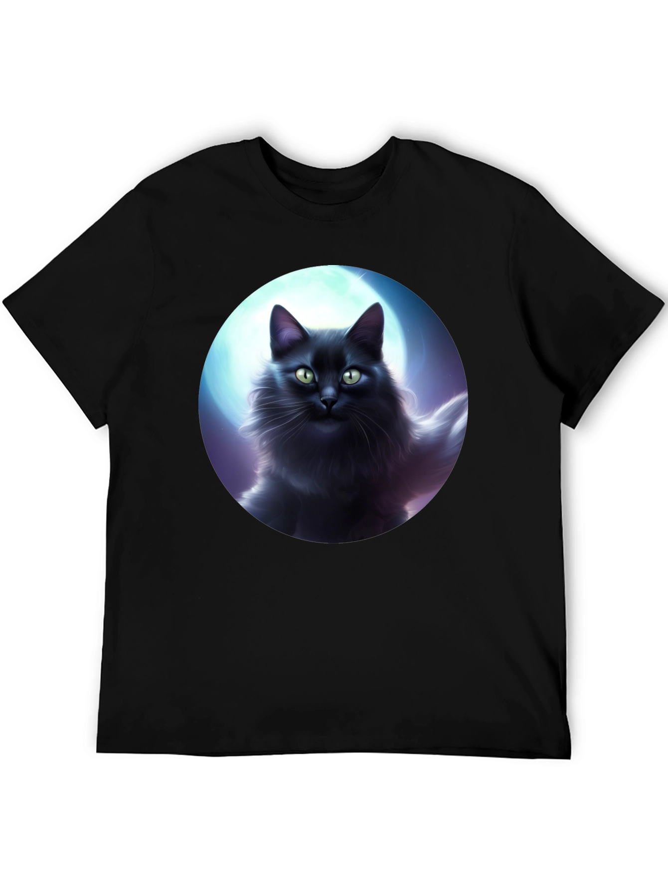 Black Cat Moon T-Shirt - Midnight Feline Tee