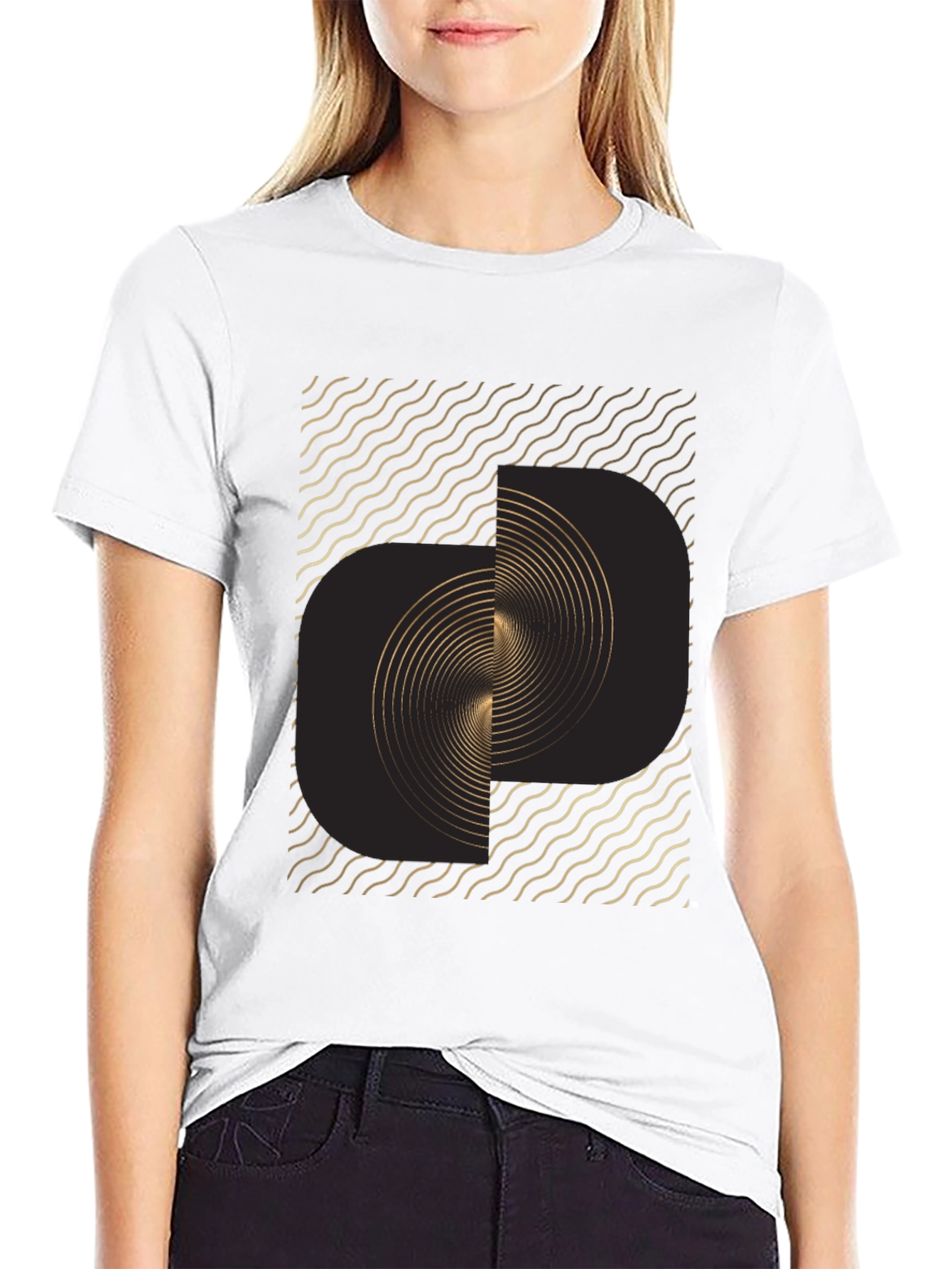 Abstract Swirl Graphic Tee - Modern Black T-Shirt