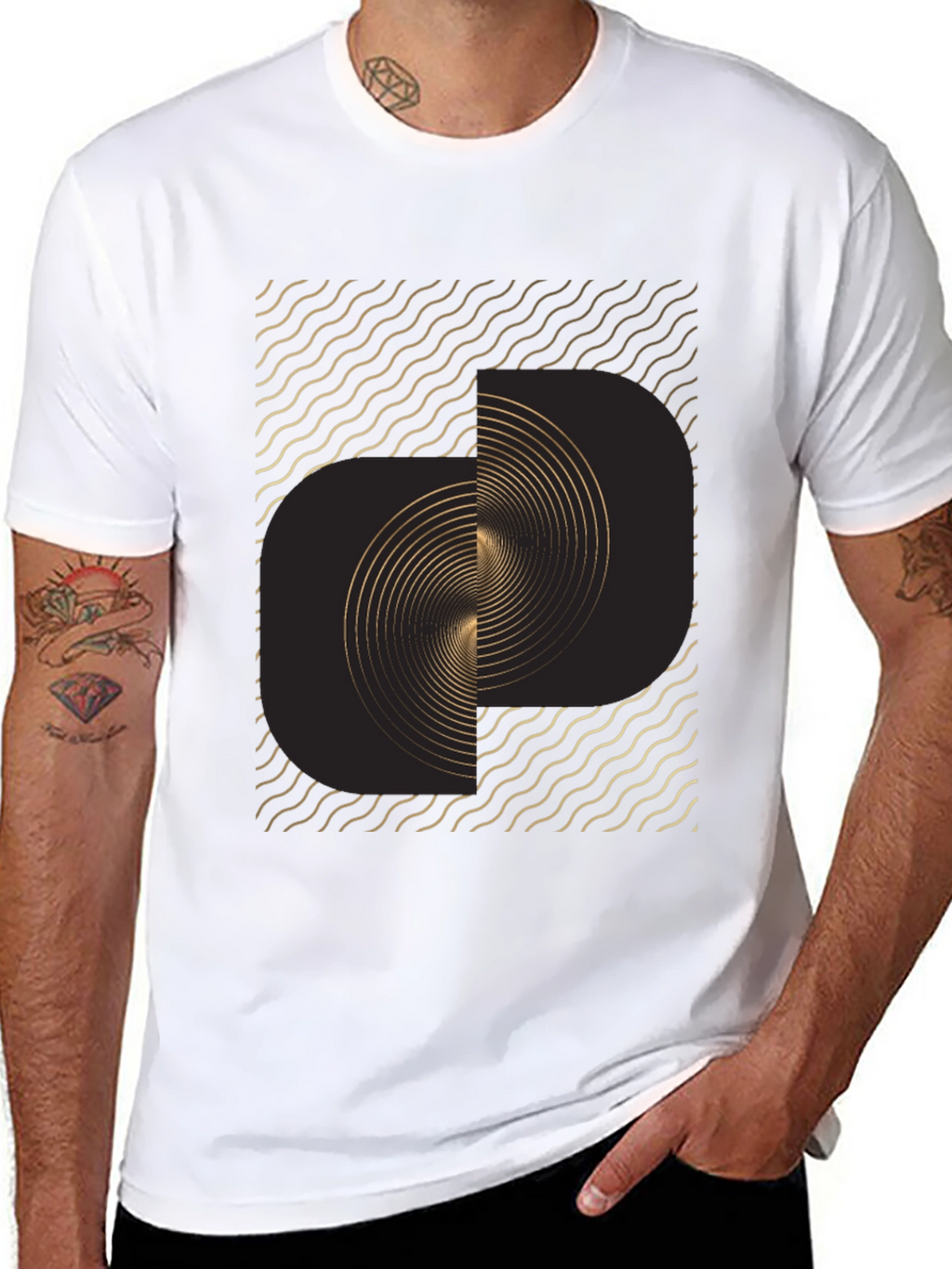 Abstract Swirl Graphic Tee - Modern Black T-Shirt