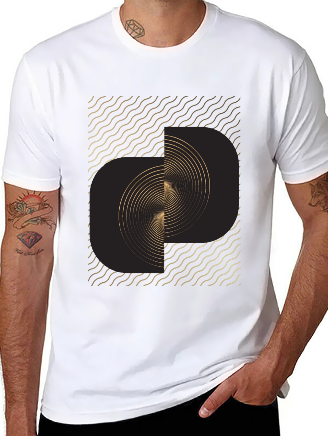 Abstract Swirl Graphic Tee - Modern Black T-Shirt