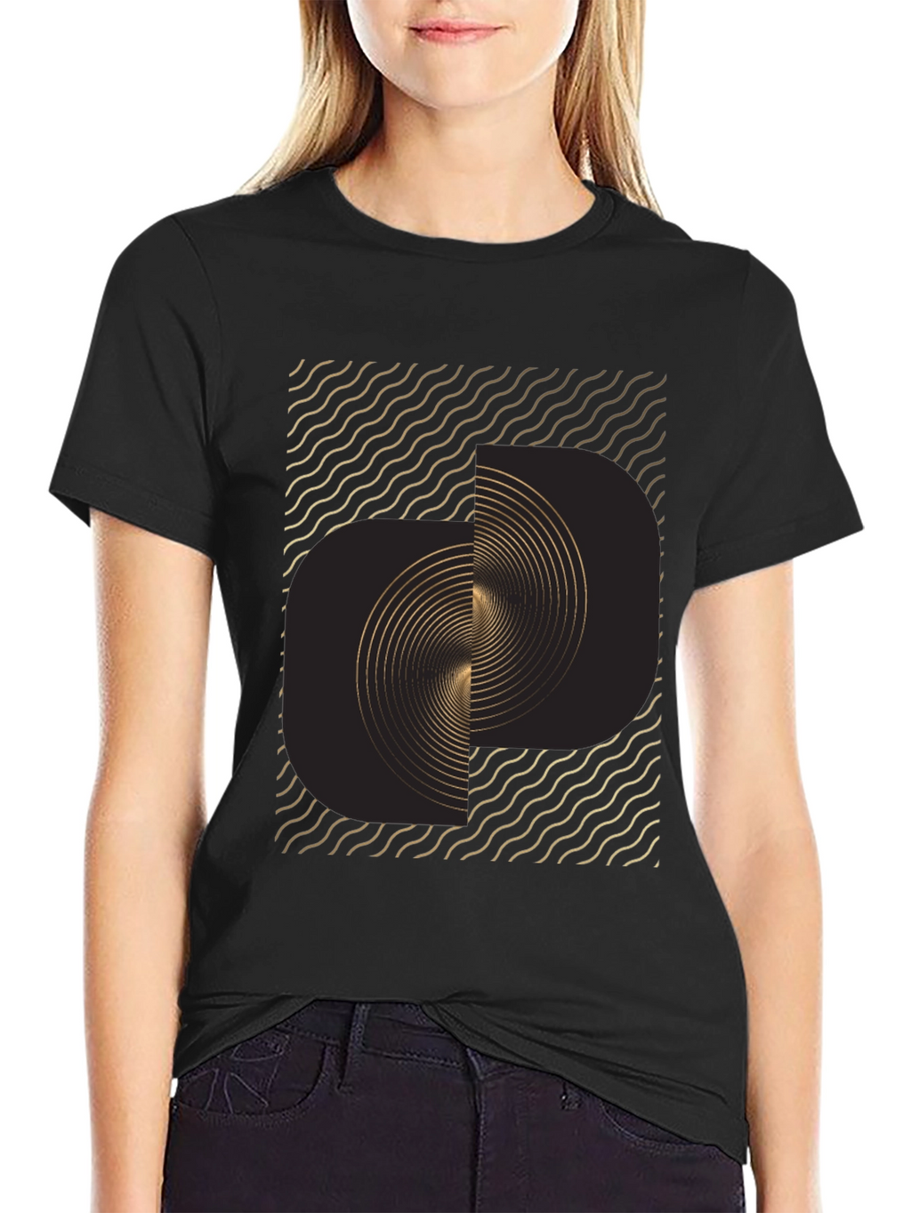 Abstract Swirl Graphic Tee - Modern Black T-Shirt