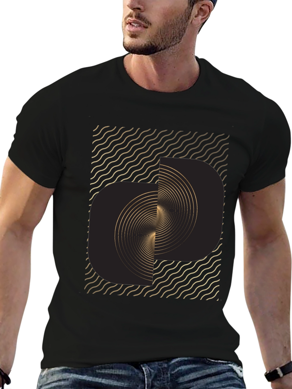 Abstract Swirl Graphic Tee - Modern Black T-Shirt