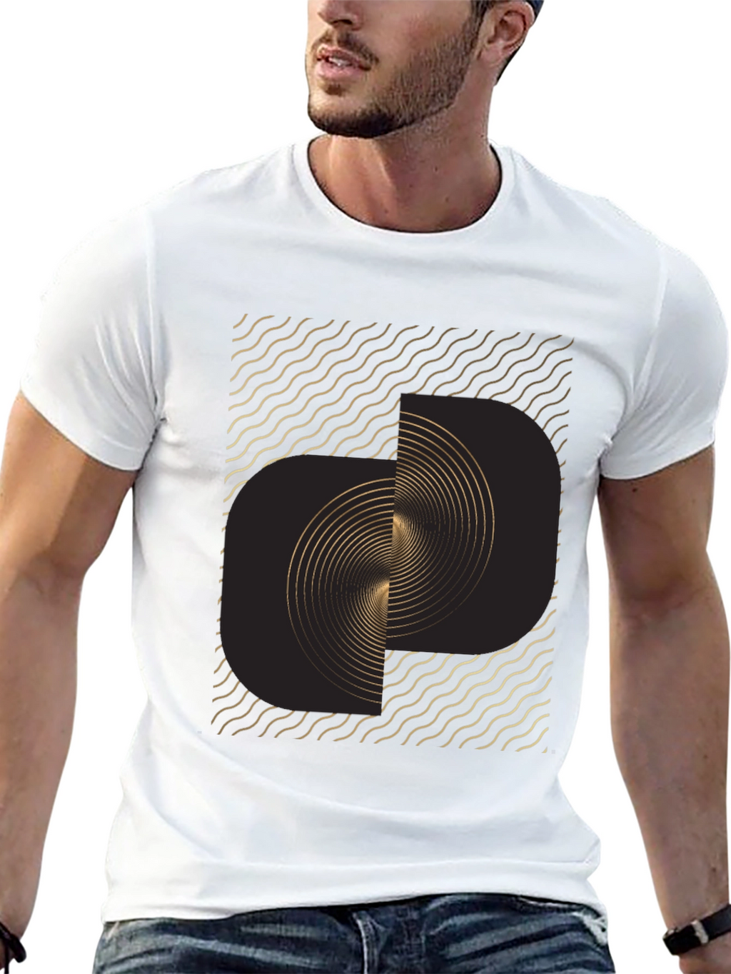 Abstract Swirl Graphic Tee - Modern Black T-Shirt