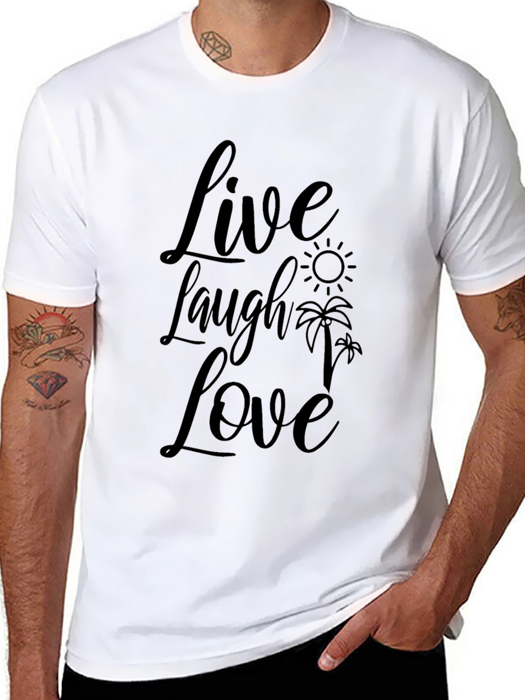 Live Laugh Love Graphic Print Black T-Shirt