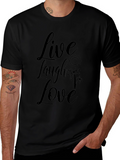 Live Laugh Love Graphic Print Black T-Shirt