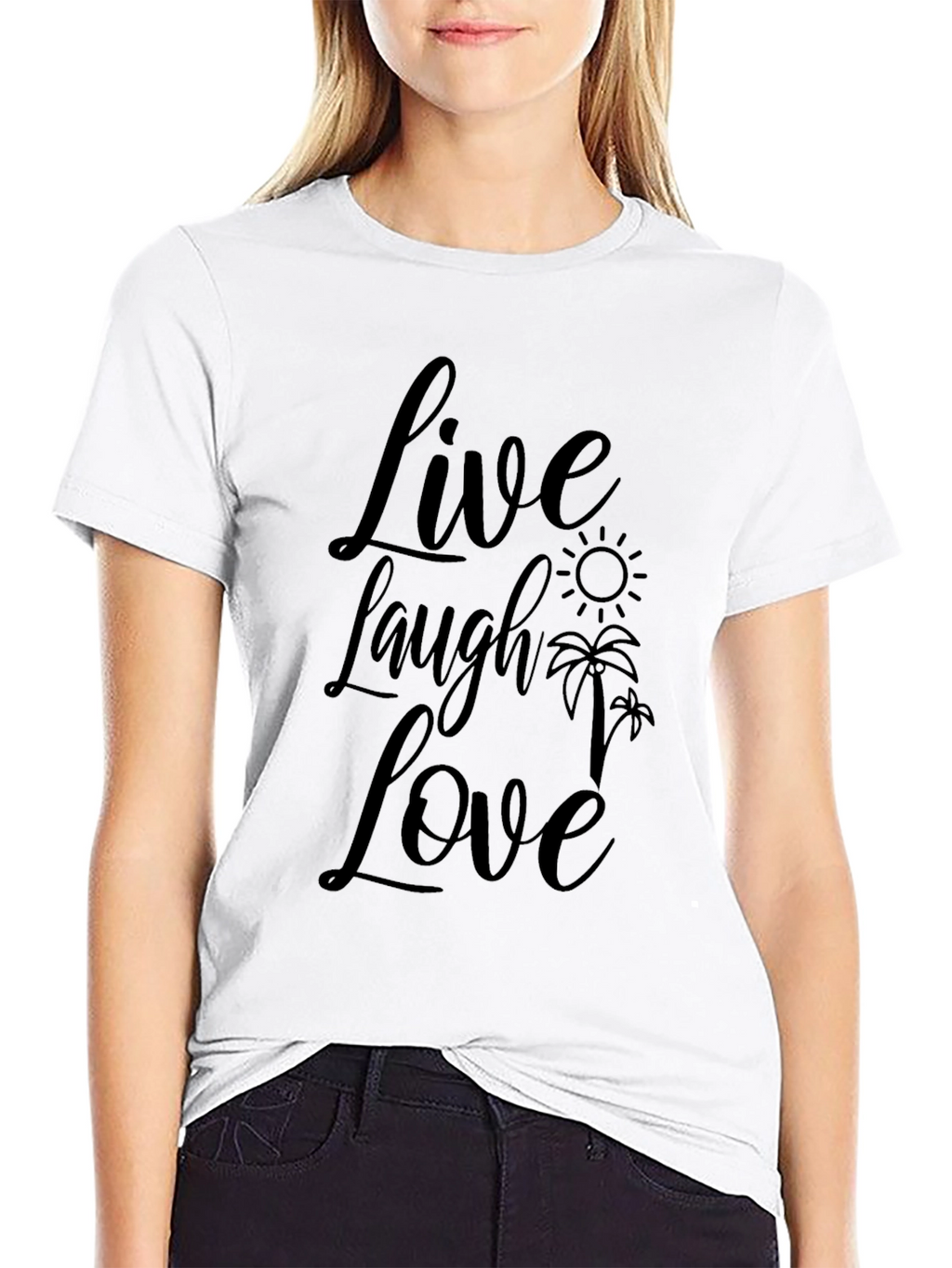 Live Laugh Love Graphic Print Black T-Shirt