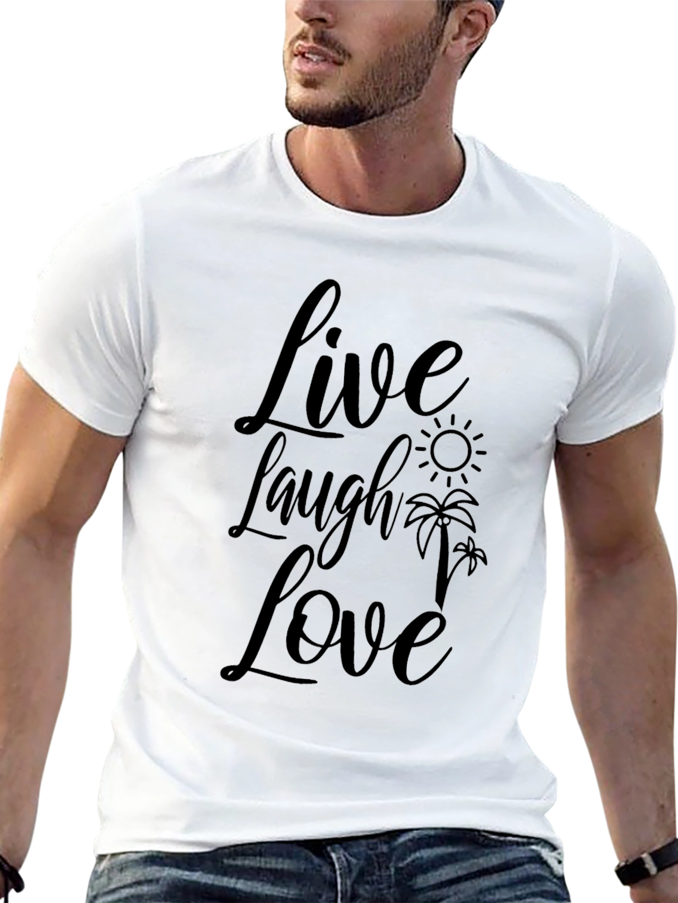 Live Laugh Love Graphic Print Black T-Shirt