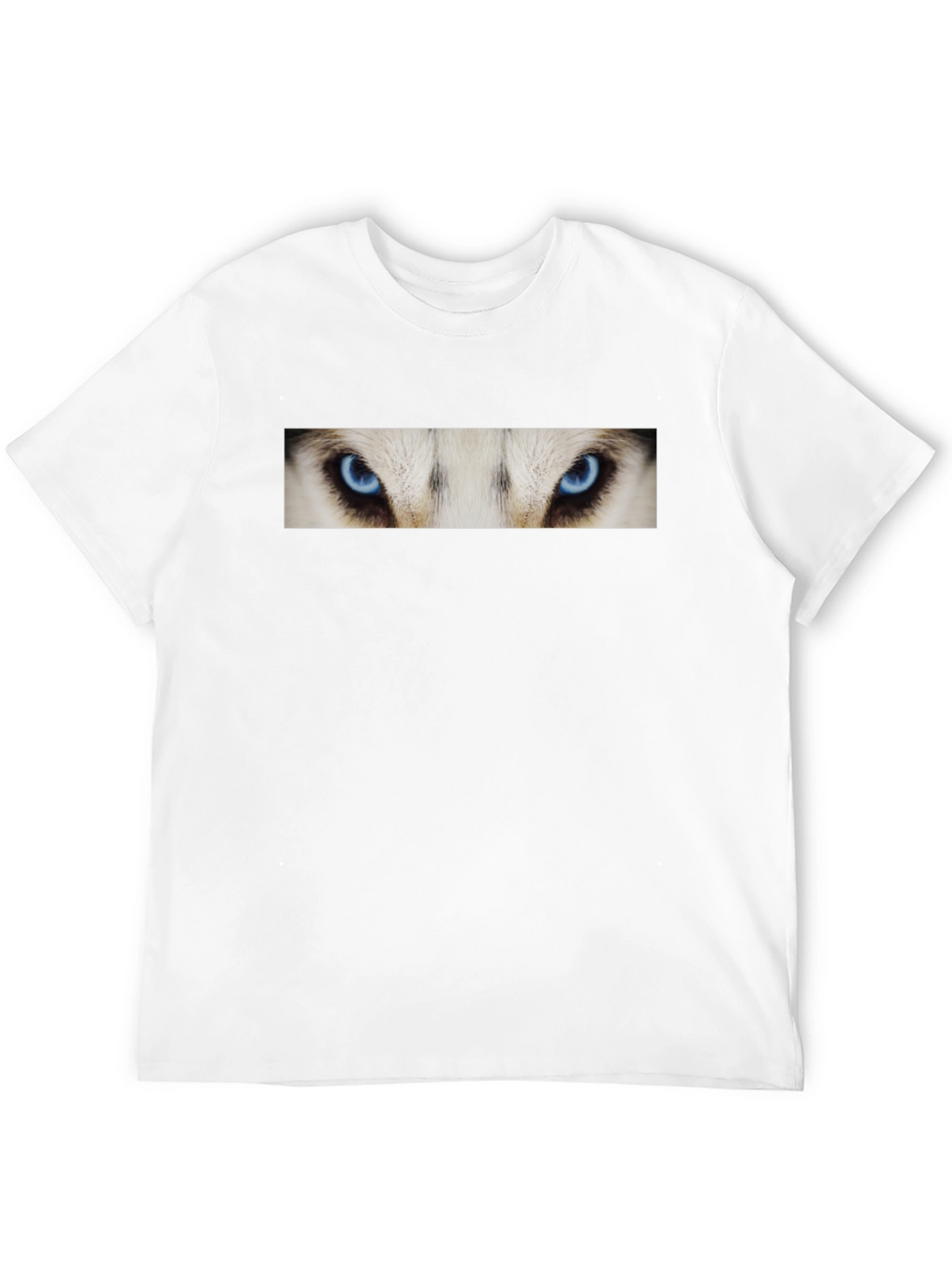 Black T-Shirt with Striking Wolf Eyes Graphic Print