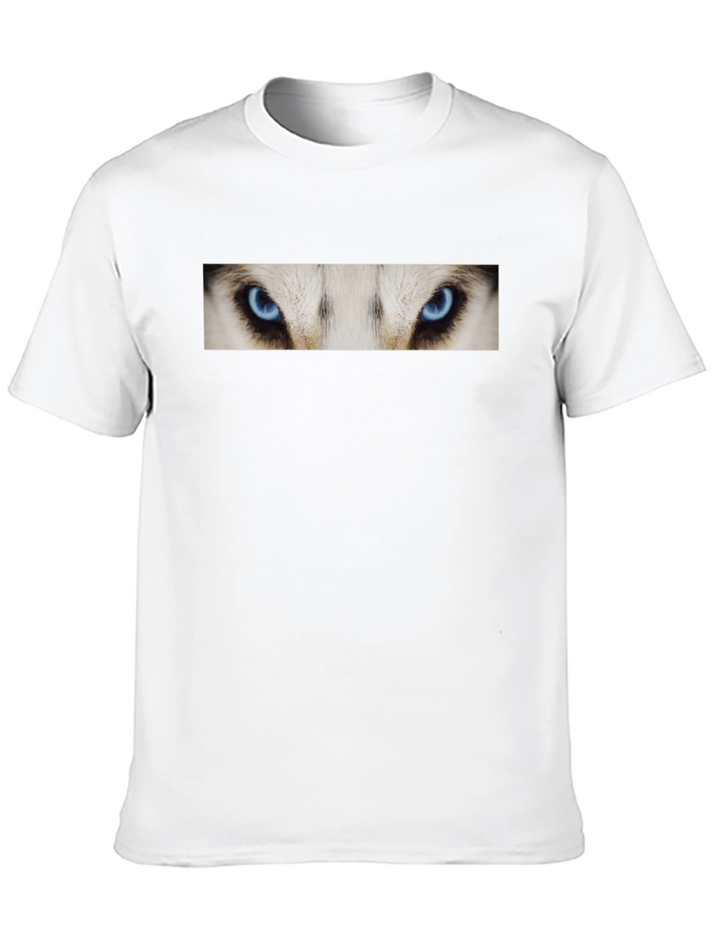 Black T-Shirt with Striking Wolf Eyes Graphic Print