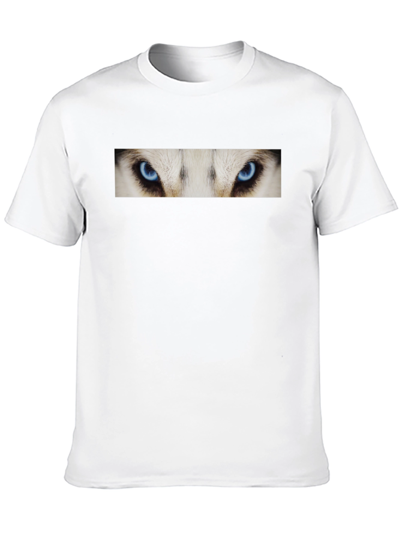 Black T-Shirt with Striking Wolf Eyes Graphic Print