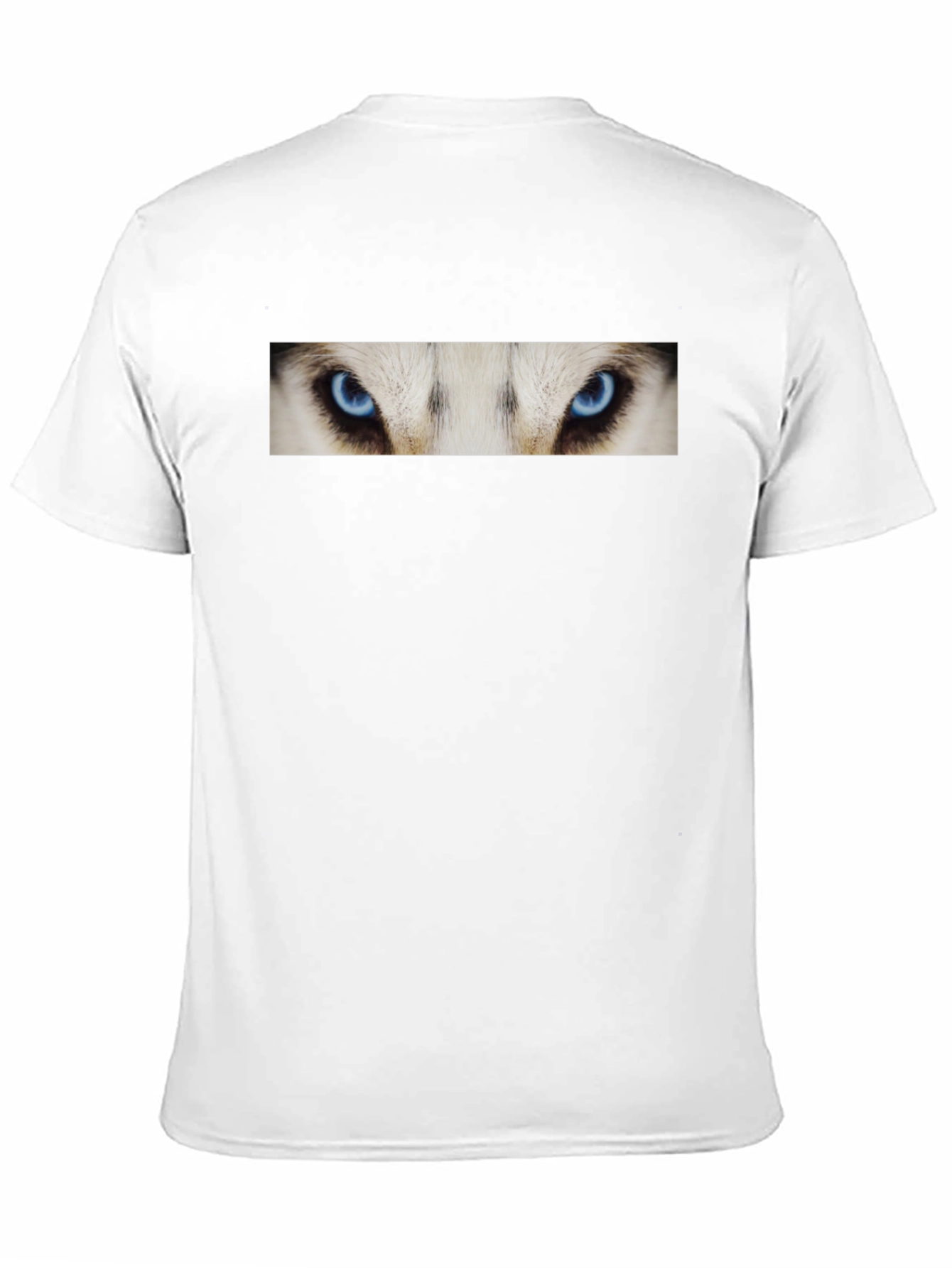 Black T-Shirt with Striking Wolf Eyes Graphic Print