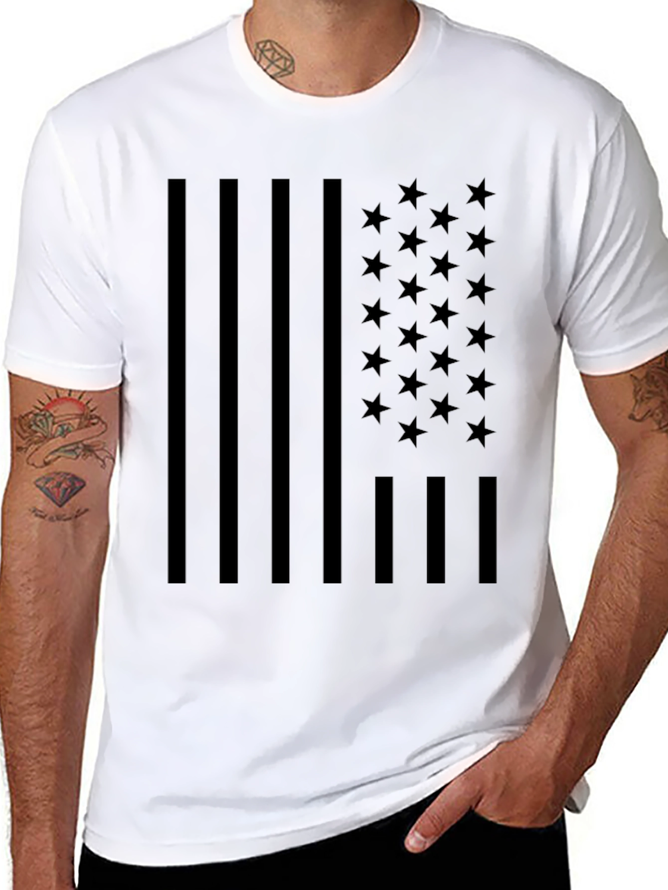 Stealth USA Flag Graphic Tee - Black on Black Patriotic Shirt