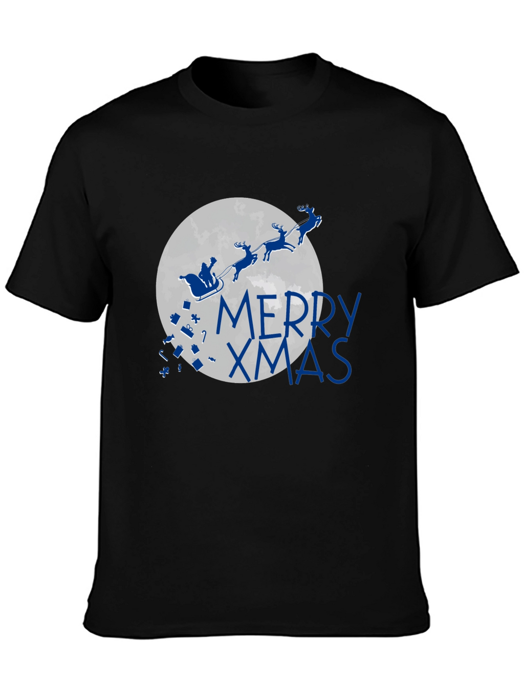 Merry Xmas T-Shirt - Santa Sleigh Christmas Holiday Tee