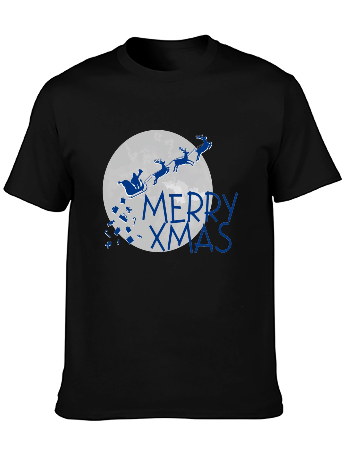 Merry Xmas T-Shirt - Santa Sleigh Christmas Holiday Tee