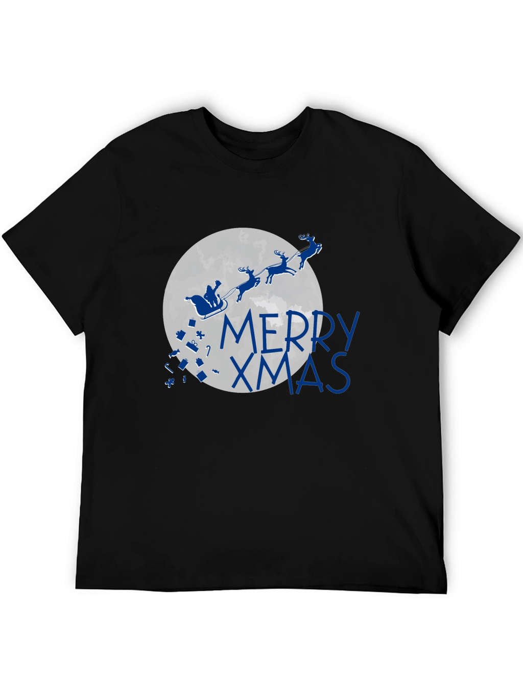 Merry Xmas T-Shirt - Santa Sleigh Christmas Holiday Tee