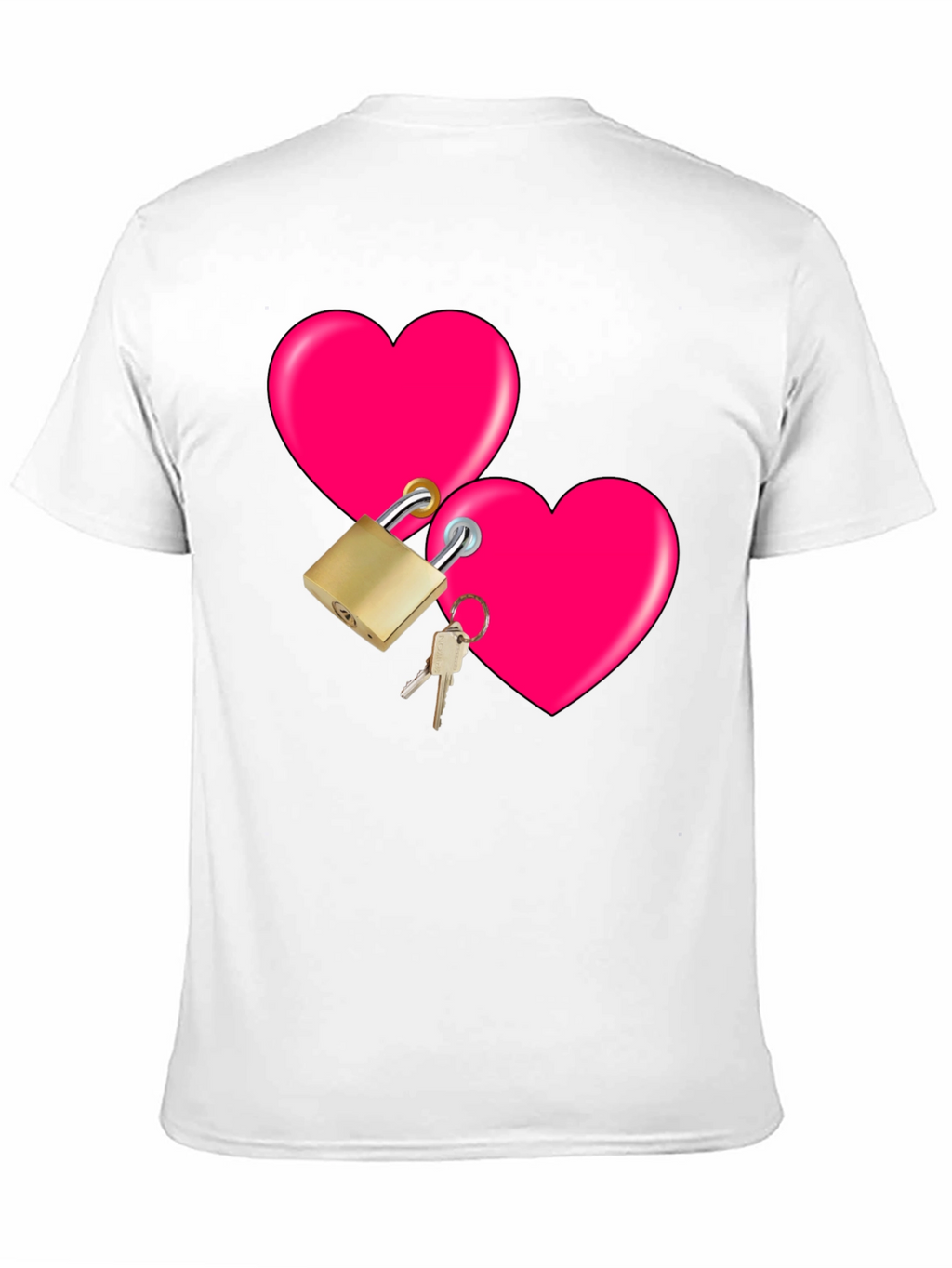 Locked Hearts Graphic Tee - Black Cotton T-Shirt