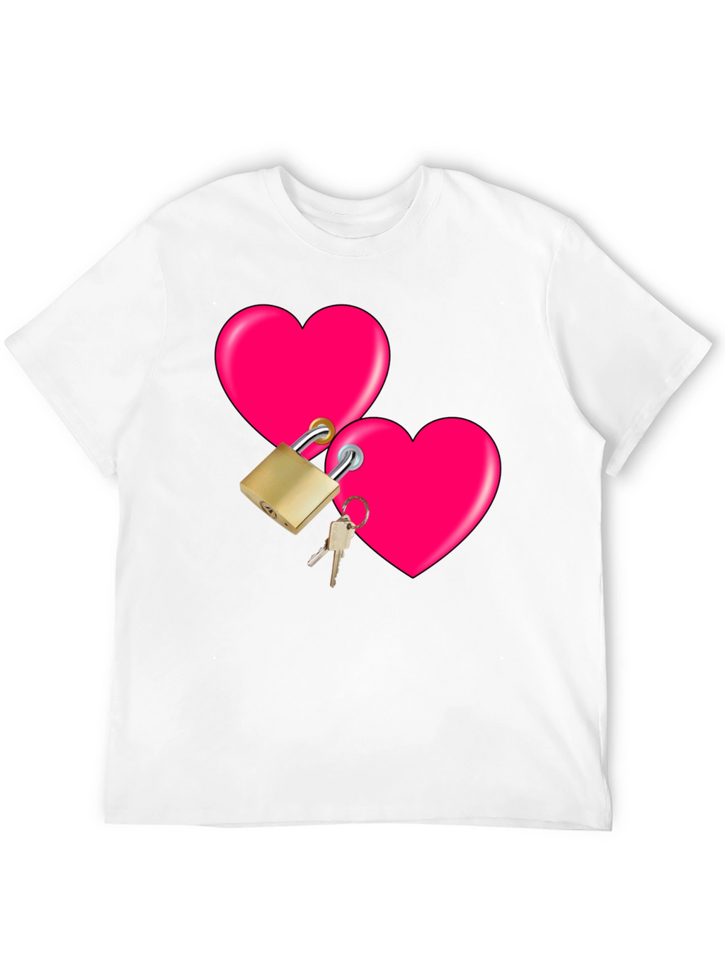 Locked Hearts Graphic Tee - Black Cotton T-Shirt