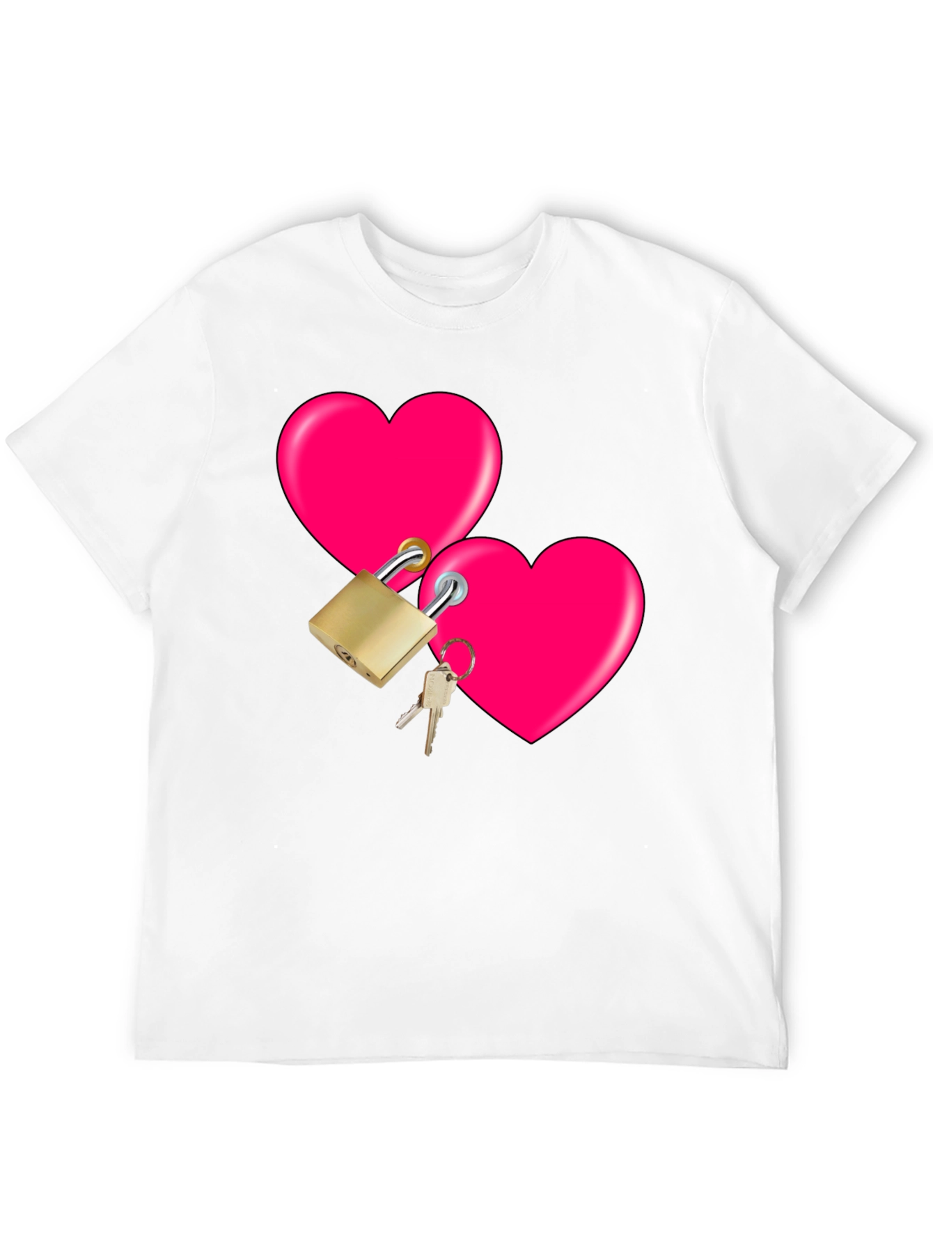 Locked Hearts Graphic Tee - Black Cotton T-Shirt