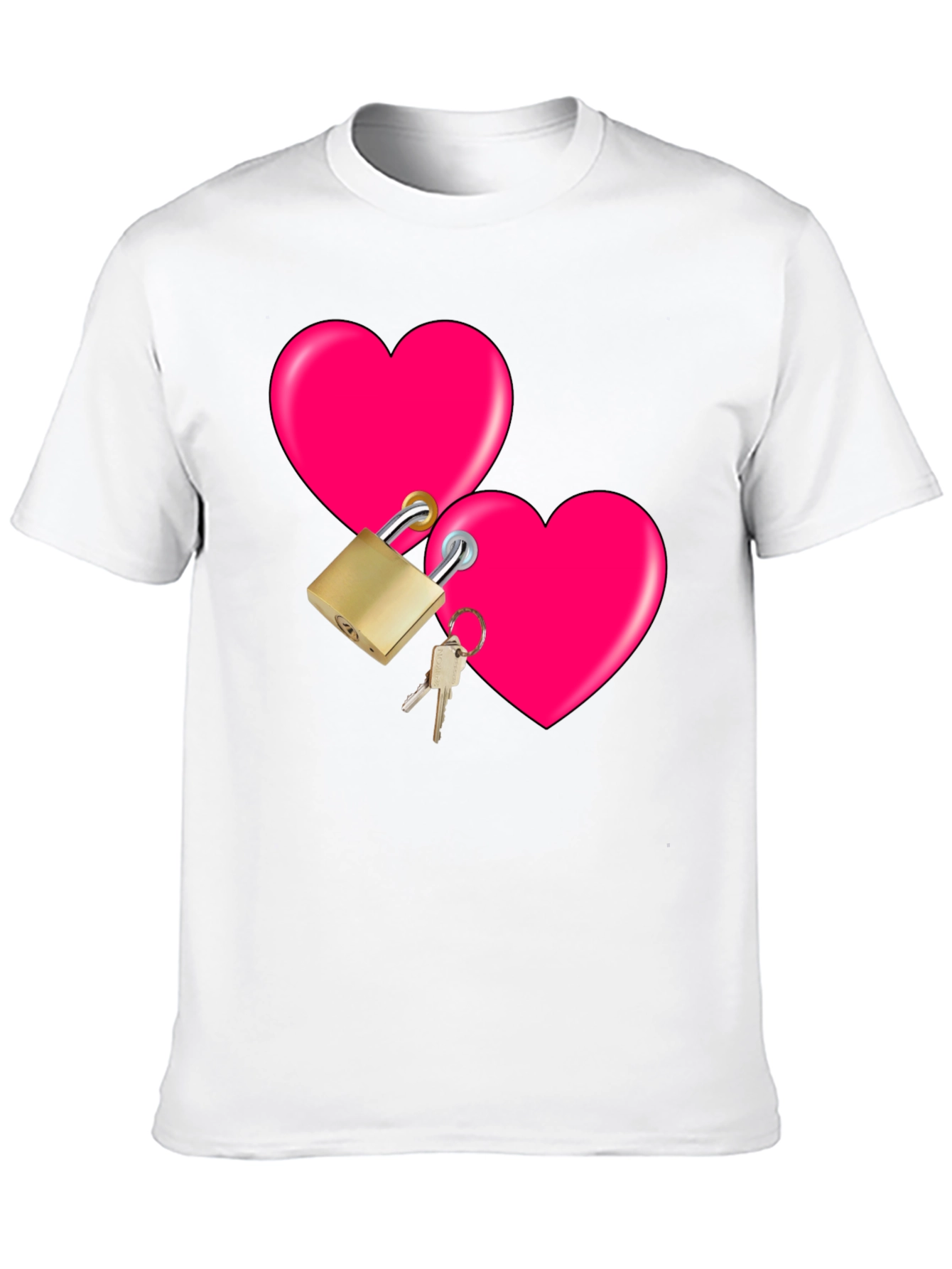 Locked Hearts Graphic Tee - Black Cotton T-Shirt