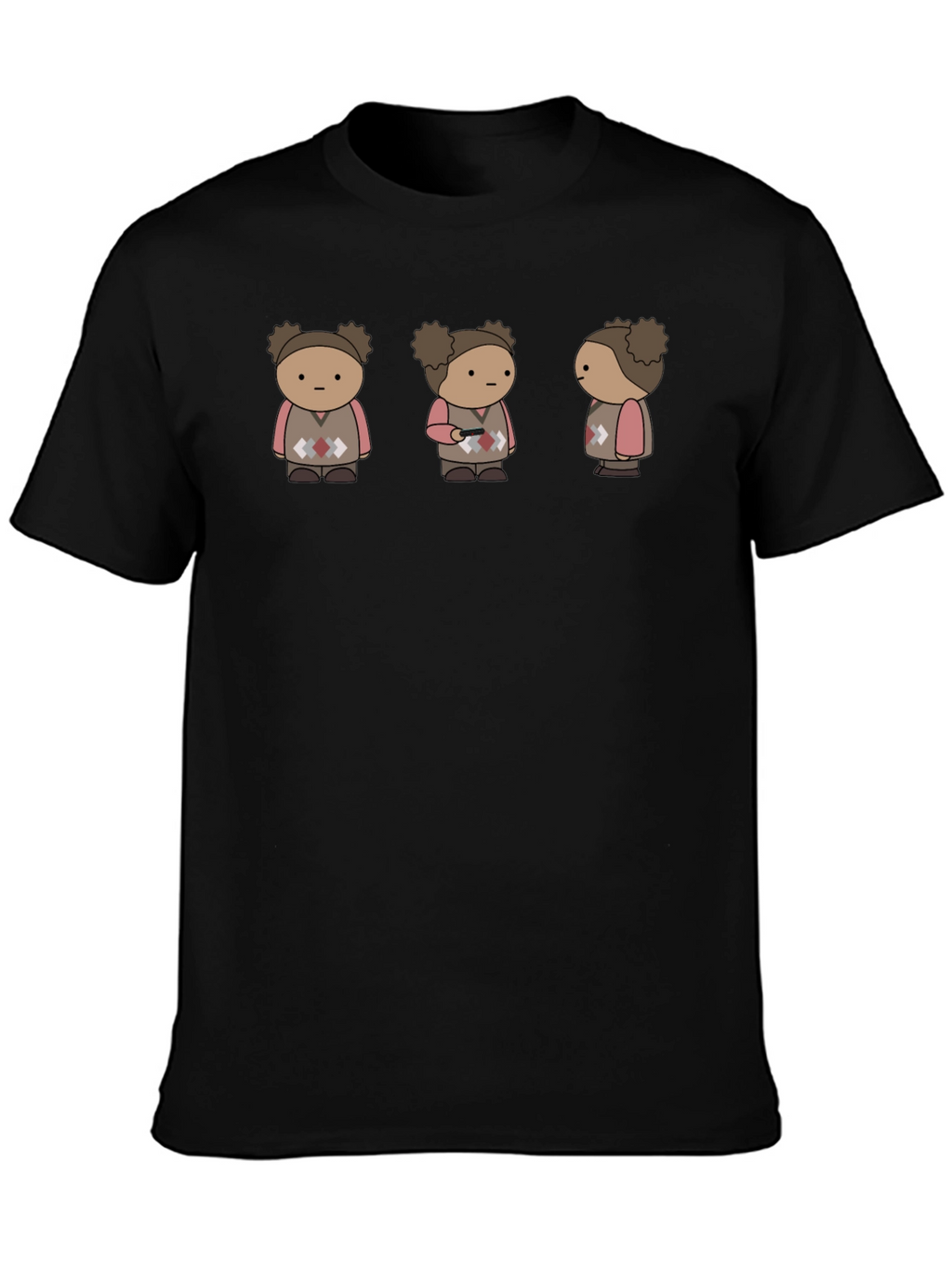 Quirky Character Graphic Print Black T-Shirt