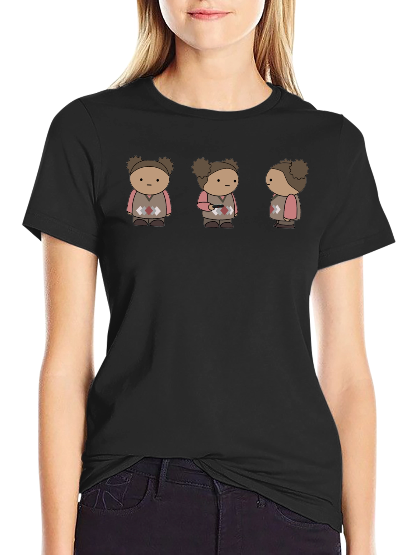 Quirky Character Graphic Print Black T-Shirt