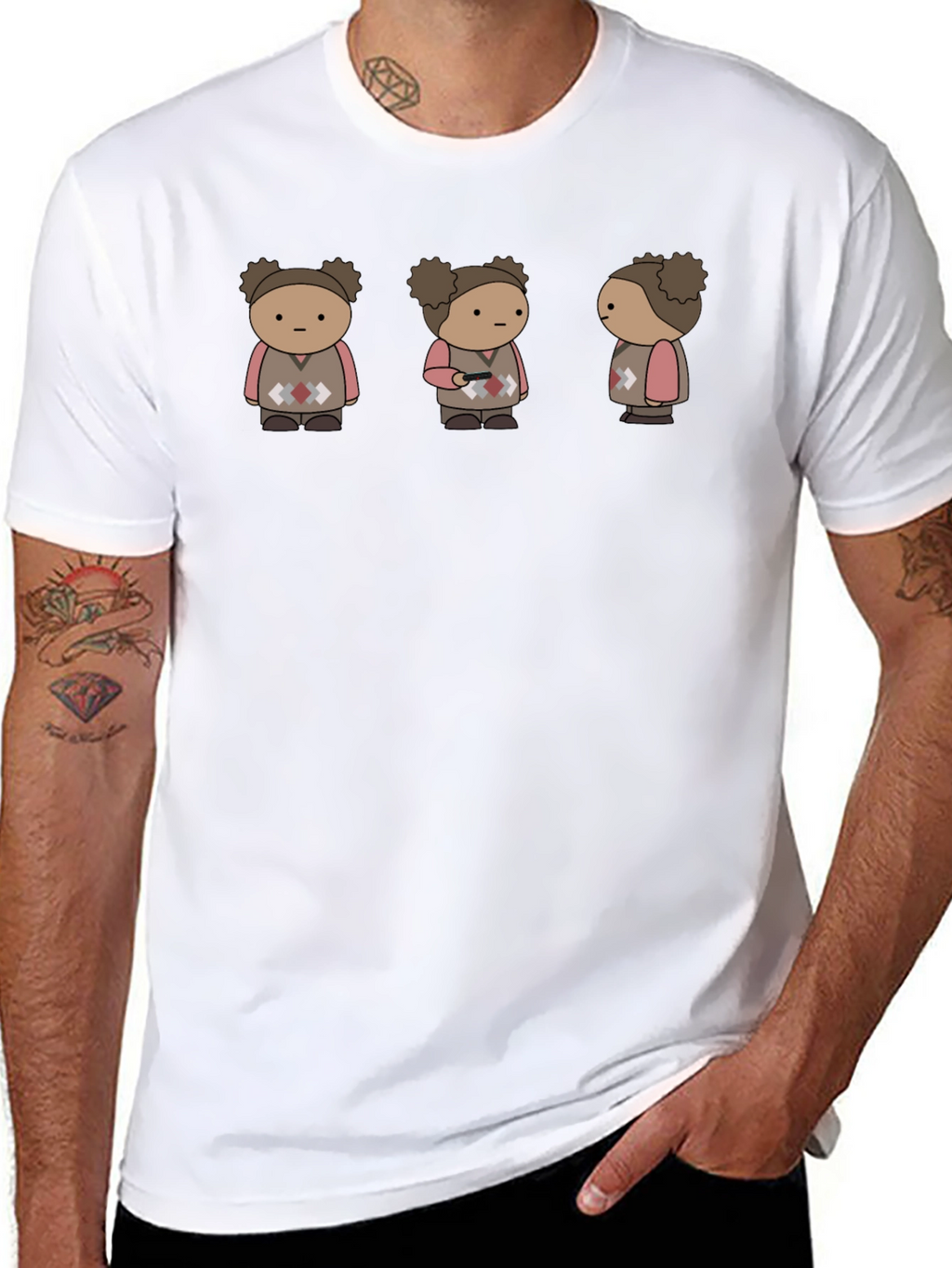 Quirky Character Graphic Print Black T-Shirt
