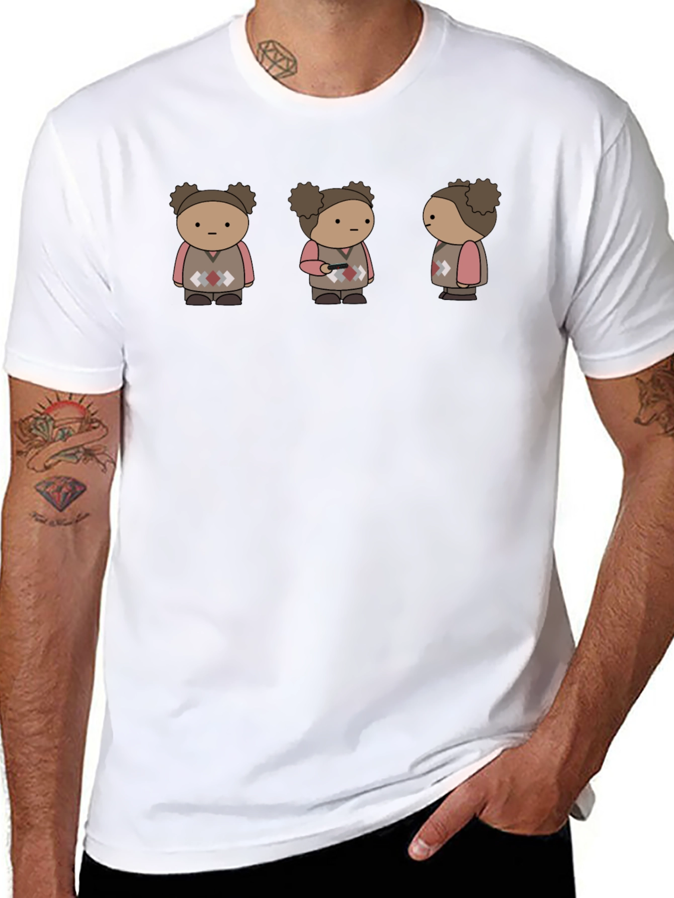 Quirky Character Graphic Print Black T-Shirt