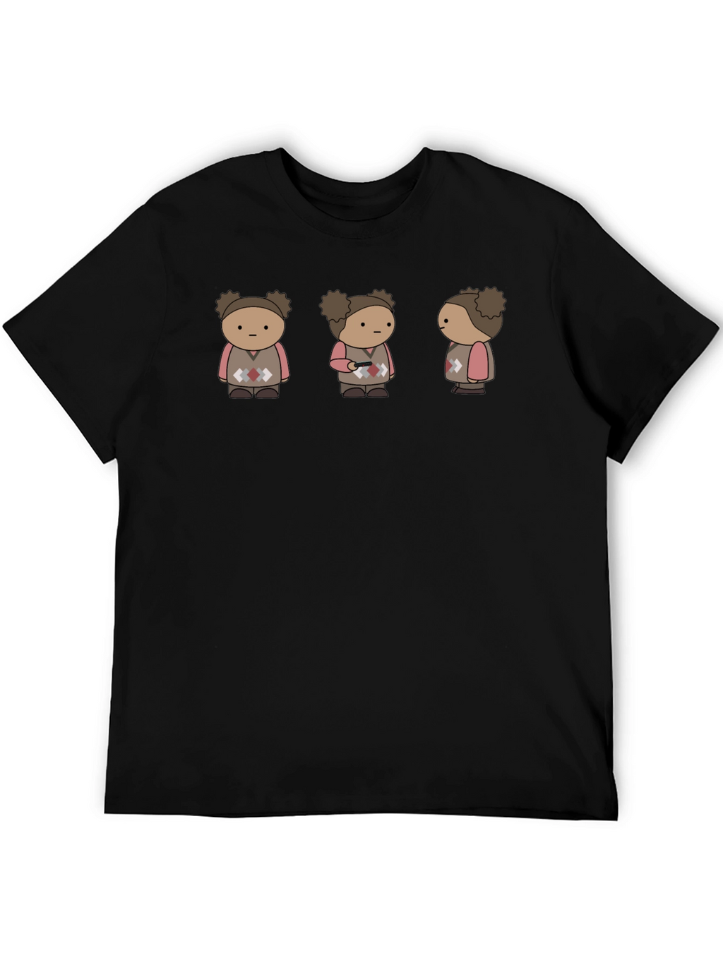 Quirky Character Graphic Print Black T-Shirt