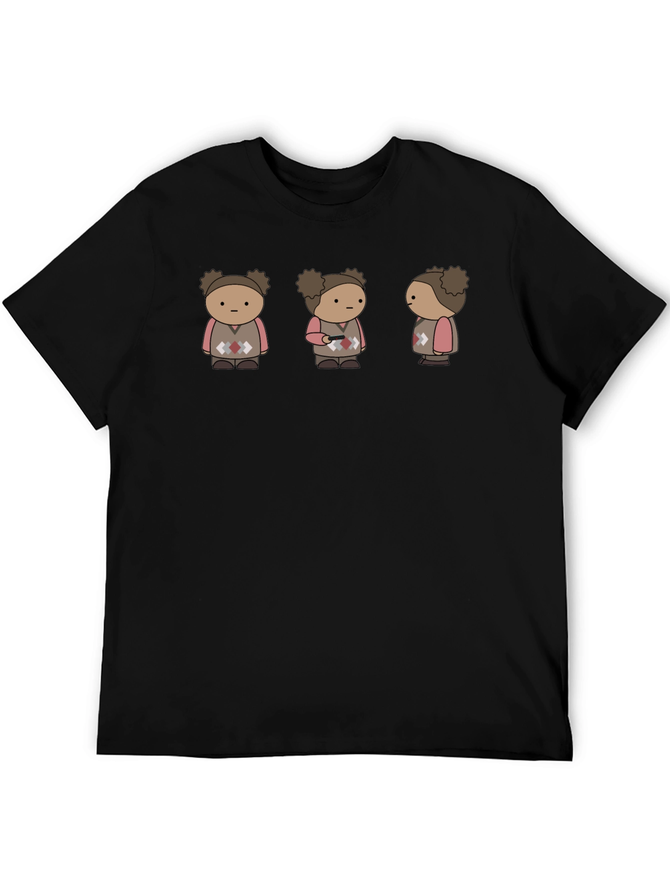 Quirky Character Graphic Print Black T-Shirt
