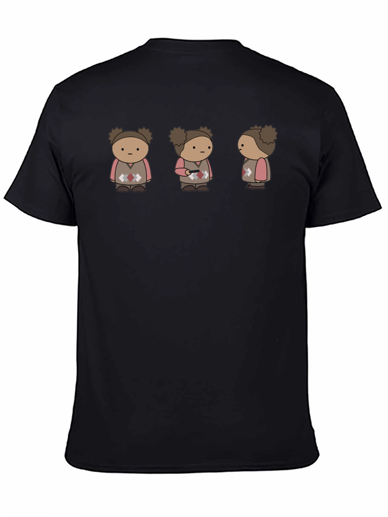 Quirky Character Graphic Print Black T-Shirt