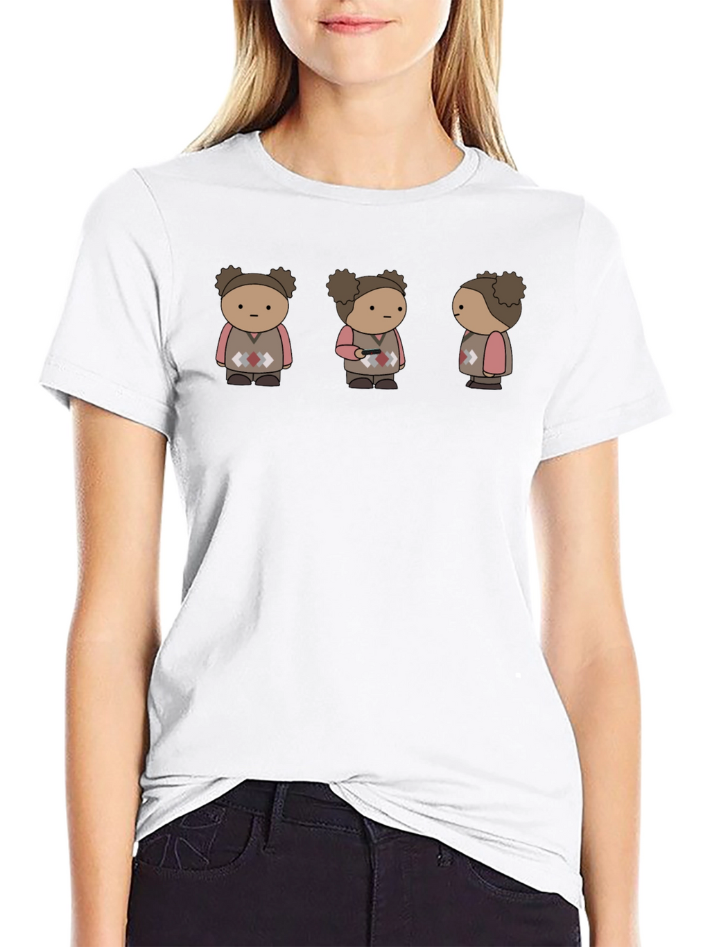 Quirky Character Graphic Print Black T-Shirt