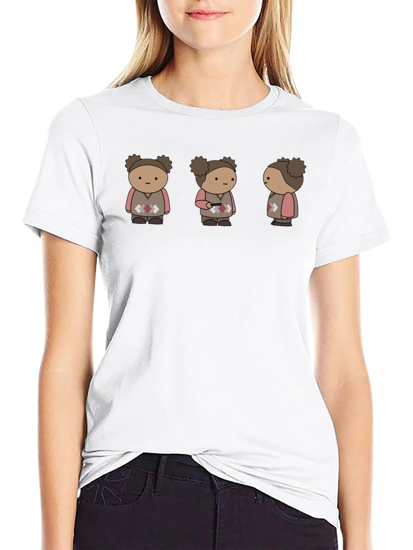 Quirky Character Graphic Print Black T-Shirt