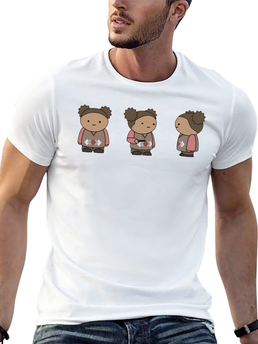 Quirky Character Graphic Print Black T-Shirt