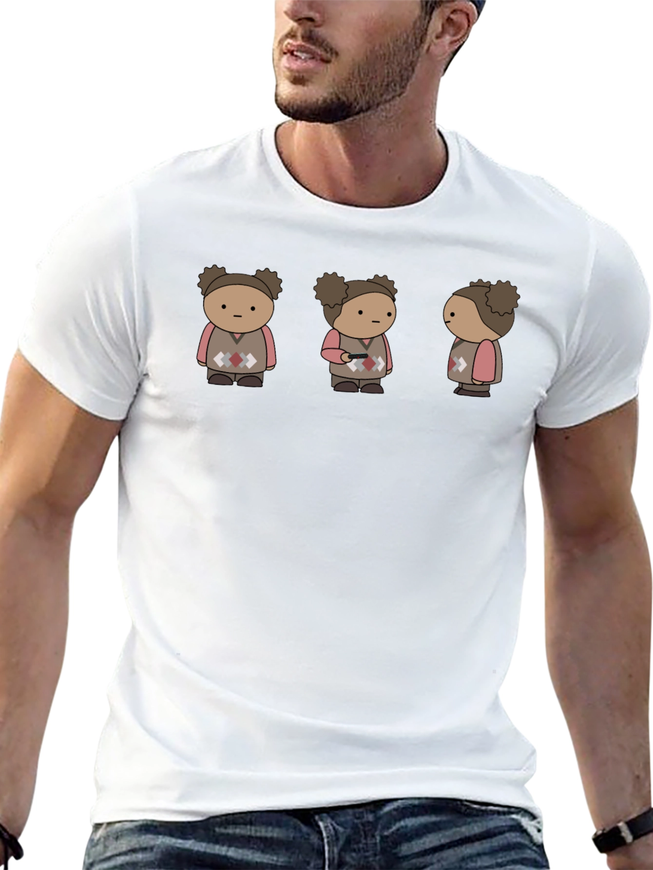 Quirky Character Graphic Print Black T-Shirt
