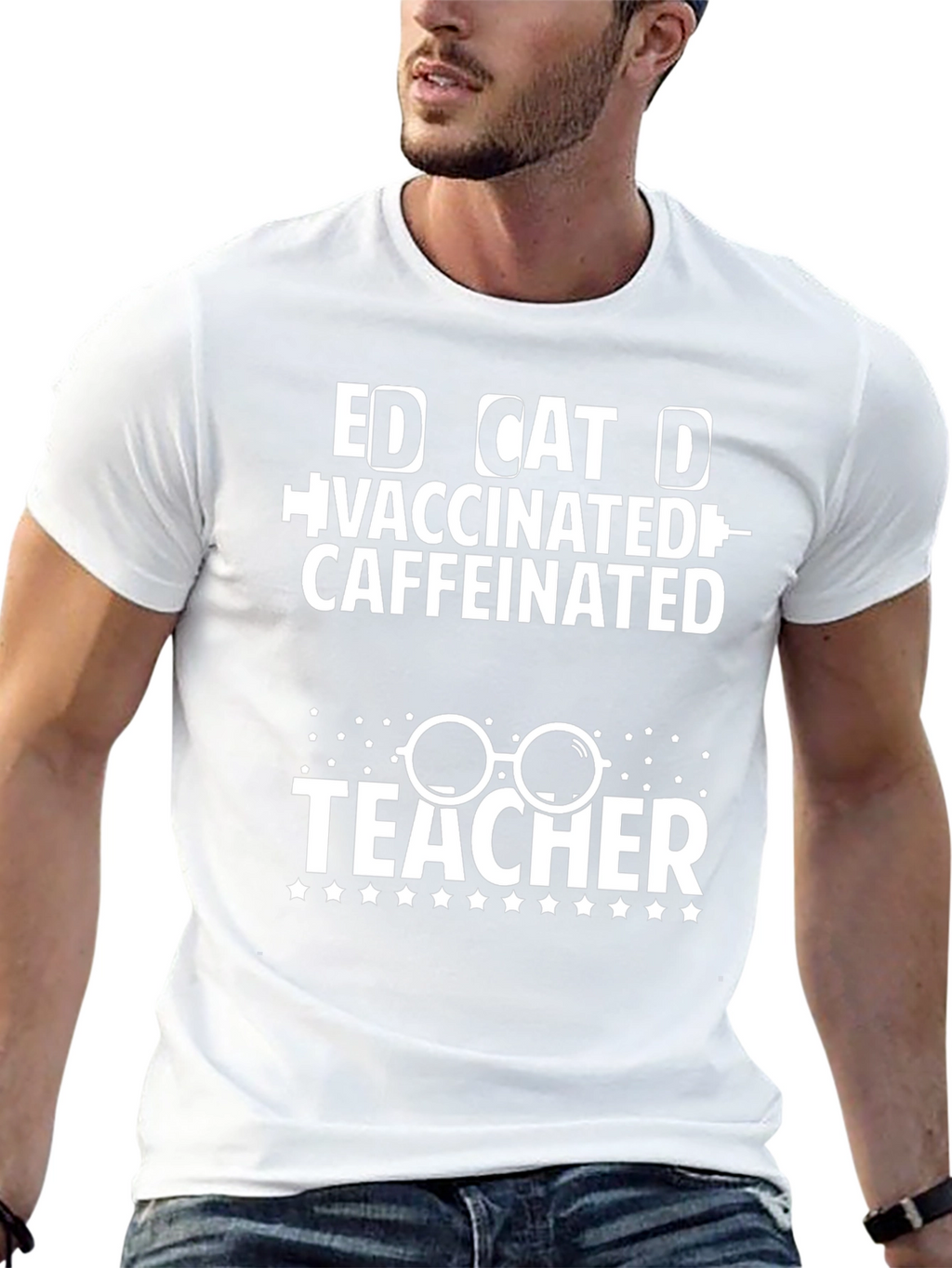 Vaccinated Caffeinated Dedicated Teacher T-Shirt