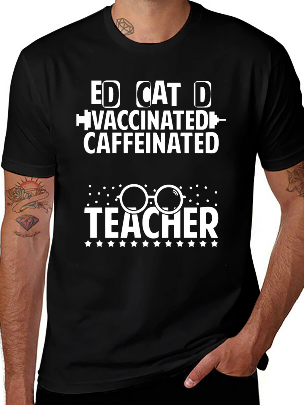 Vaccinated Caffeinated Dedicated Teacher T-Shirt