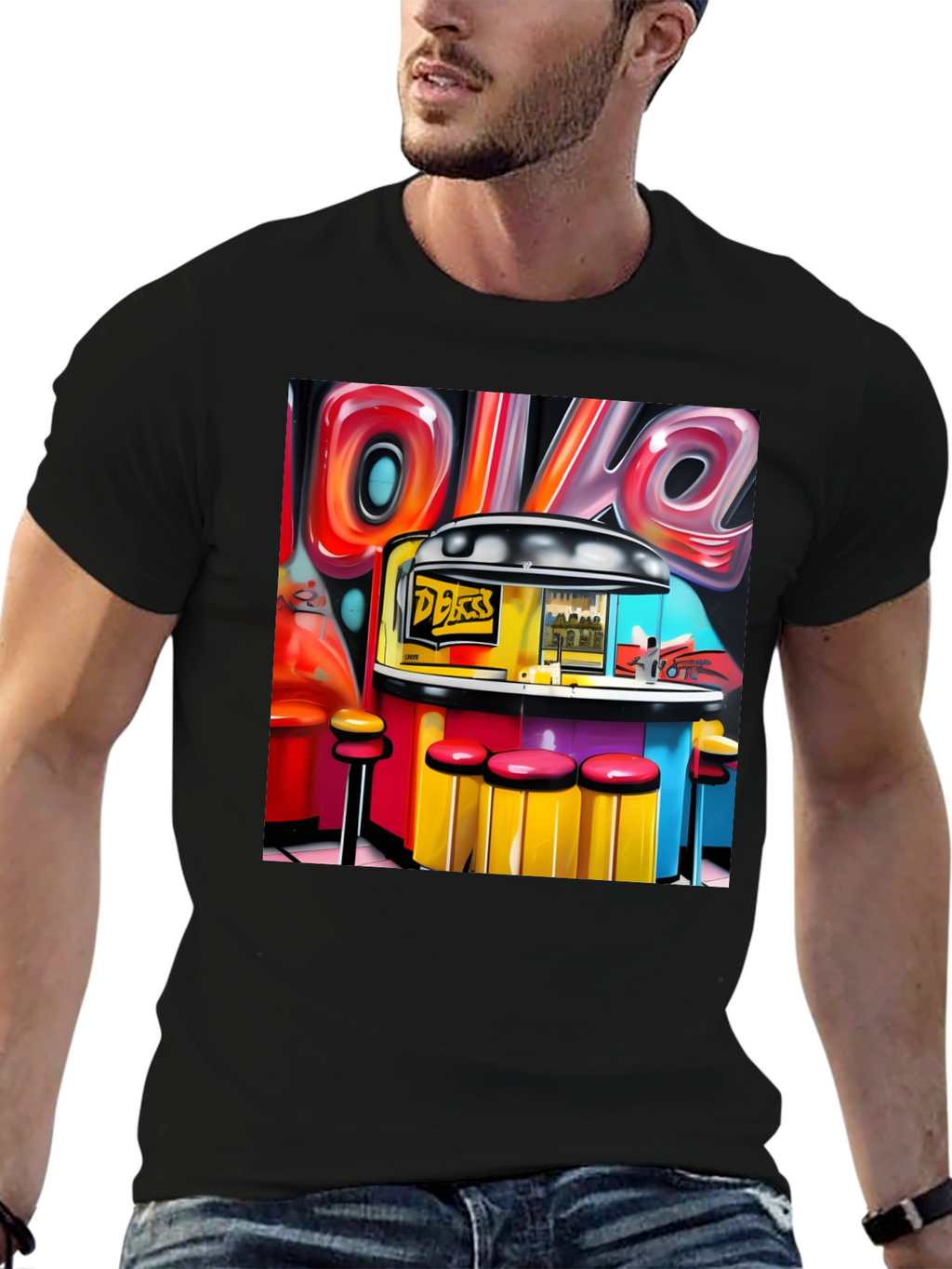 Diner Graffiti T-Shirt - Retro Style