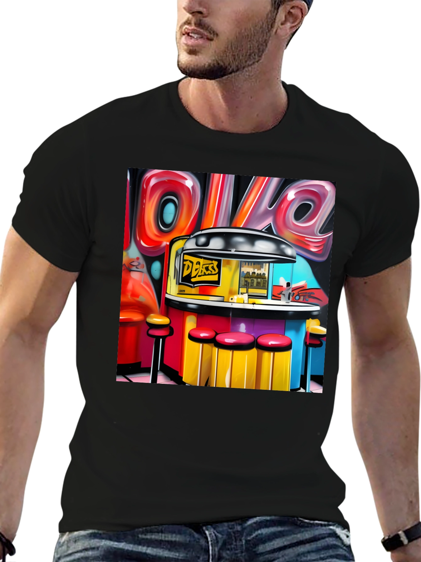 Diner Graffiti T-Shirt - Retro Style