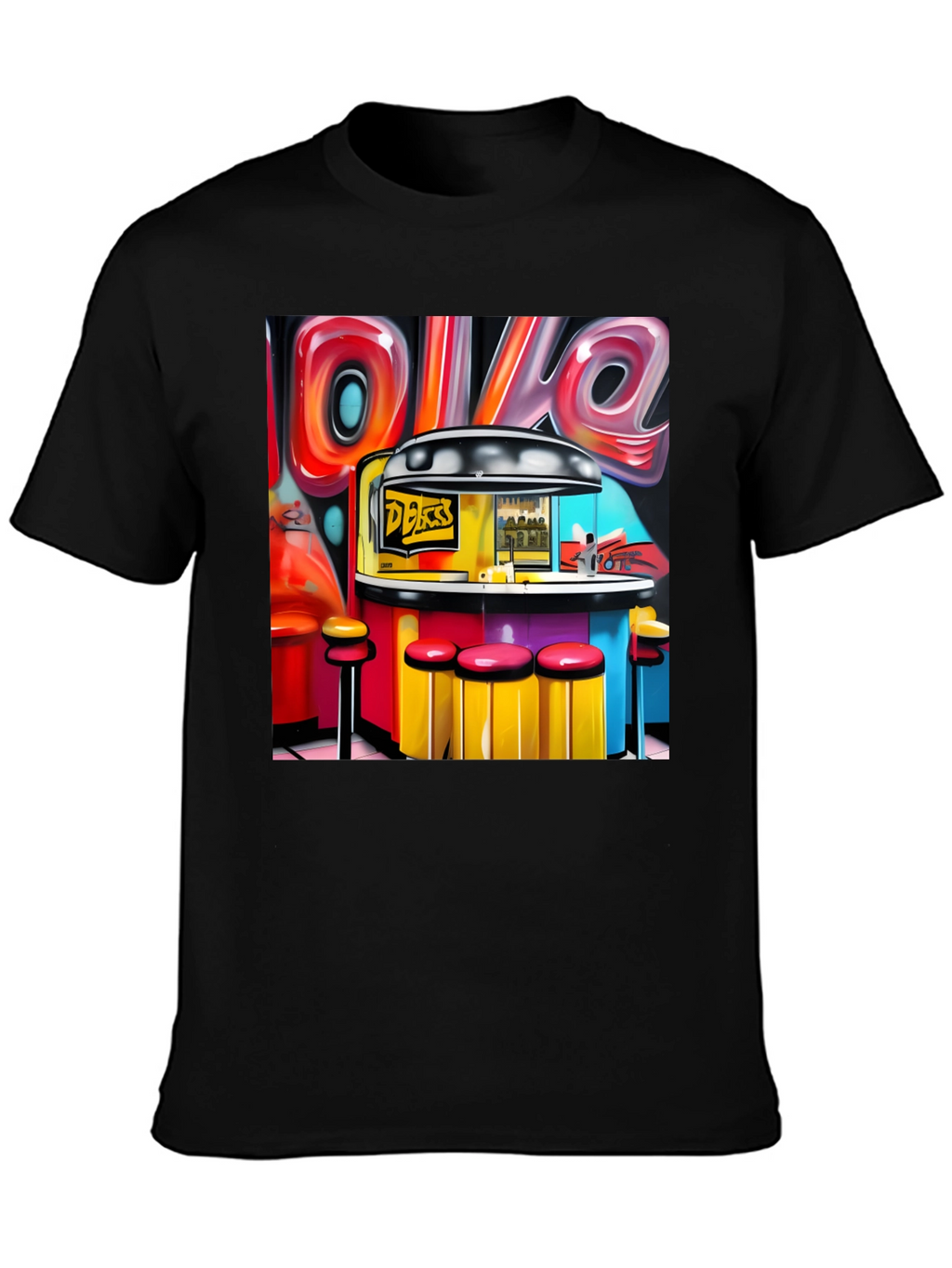 Diner Graffiti T-Shirt - Retro Style