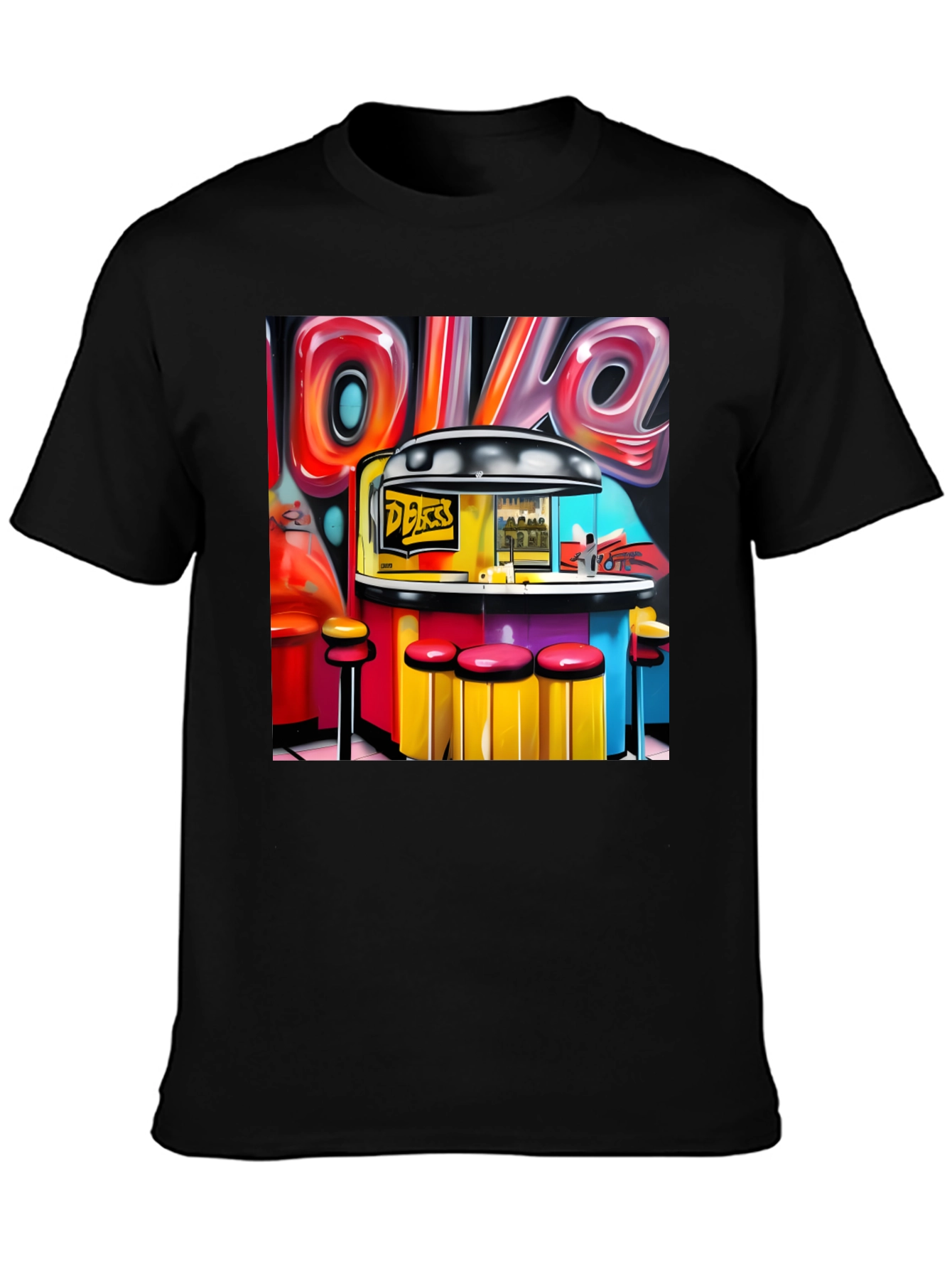 Diner Graffiti T-Shirt - Retro Style