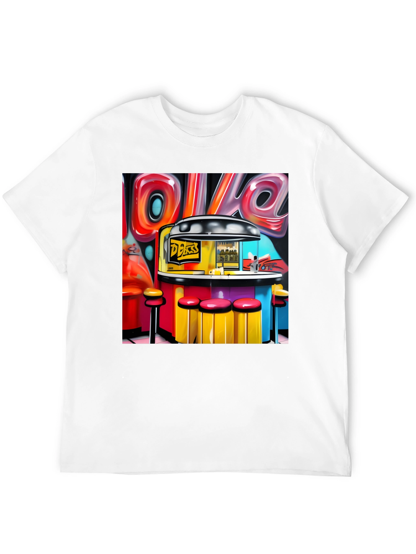 Diner Graffiti T-Shirt - Retro Style