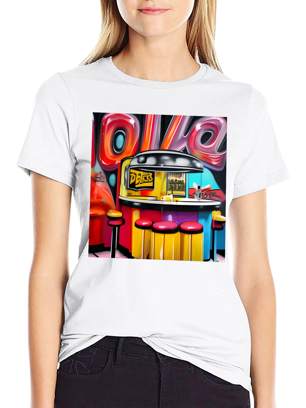 Diner Graffiti T-Shirt - Retro Style