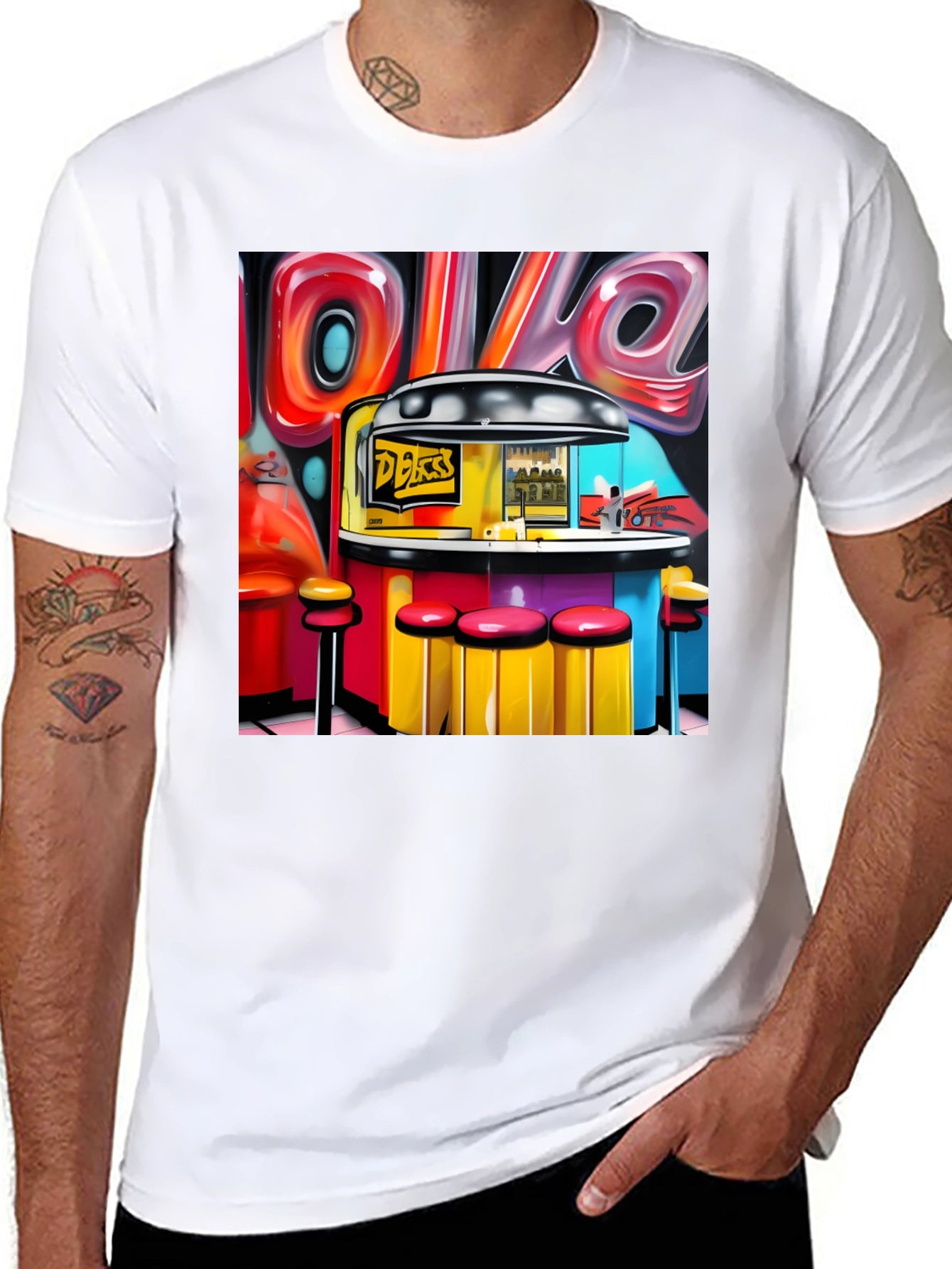 Diner Graffiti T-Shirt - Retro Style