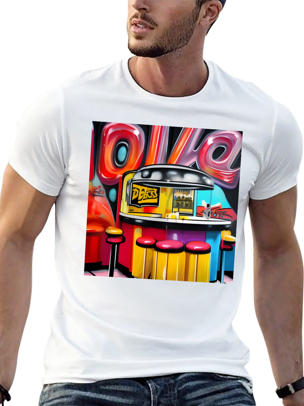 Diner Graffiti T-Shirt - Retro Style
