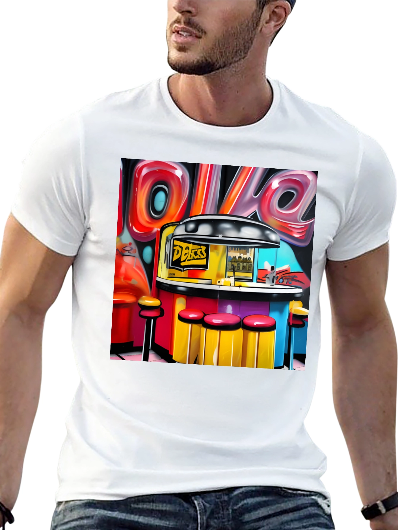 Diner Graffiti T-Shirt - Retro Style