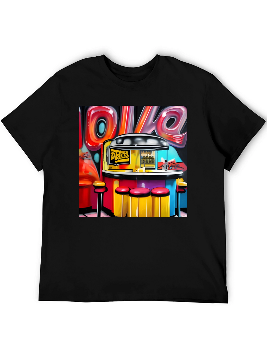Diner Graffiti T-Shirt - Retro Style