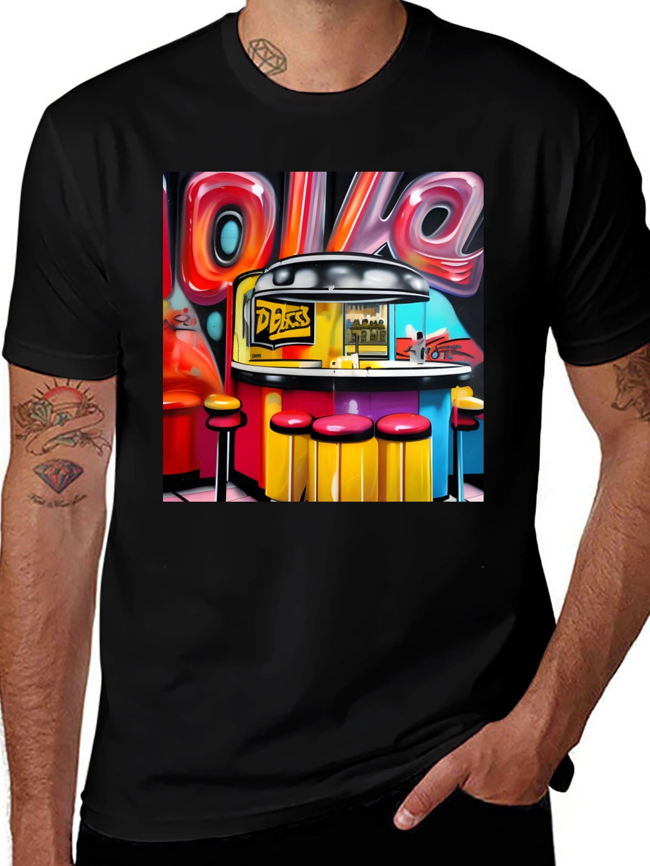 Diner Graffiti T-Shirt - Retro Style