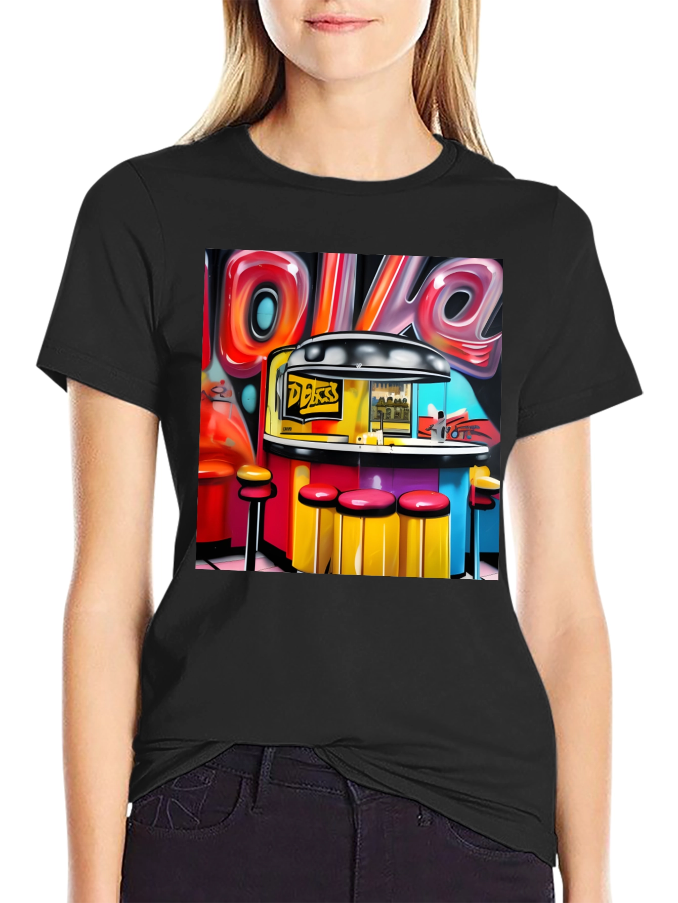 Diner Graffiti T-Shirt - Retro Style