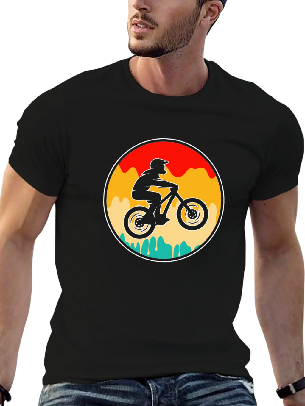 Mountain Biker Graphic Tee - Retro Style