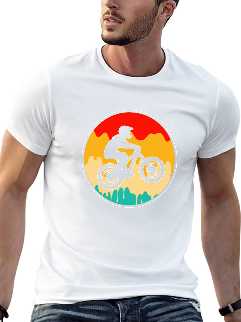 Mountain Biker Graphic Tee - Retro Style